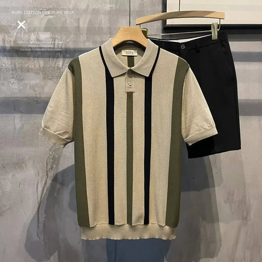 Marceau Striped Knit Polo Set
